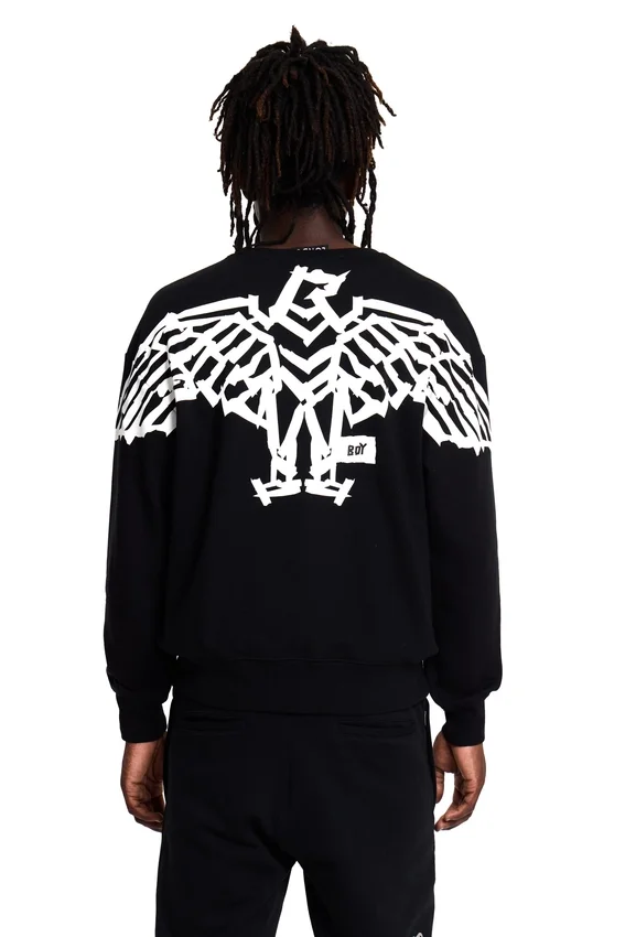 Boy Arka Baskılı Tape Eagle Sweatshirt