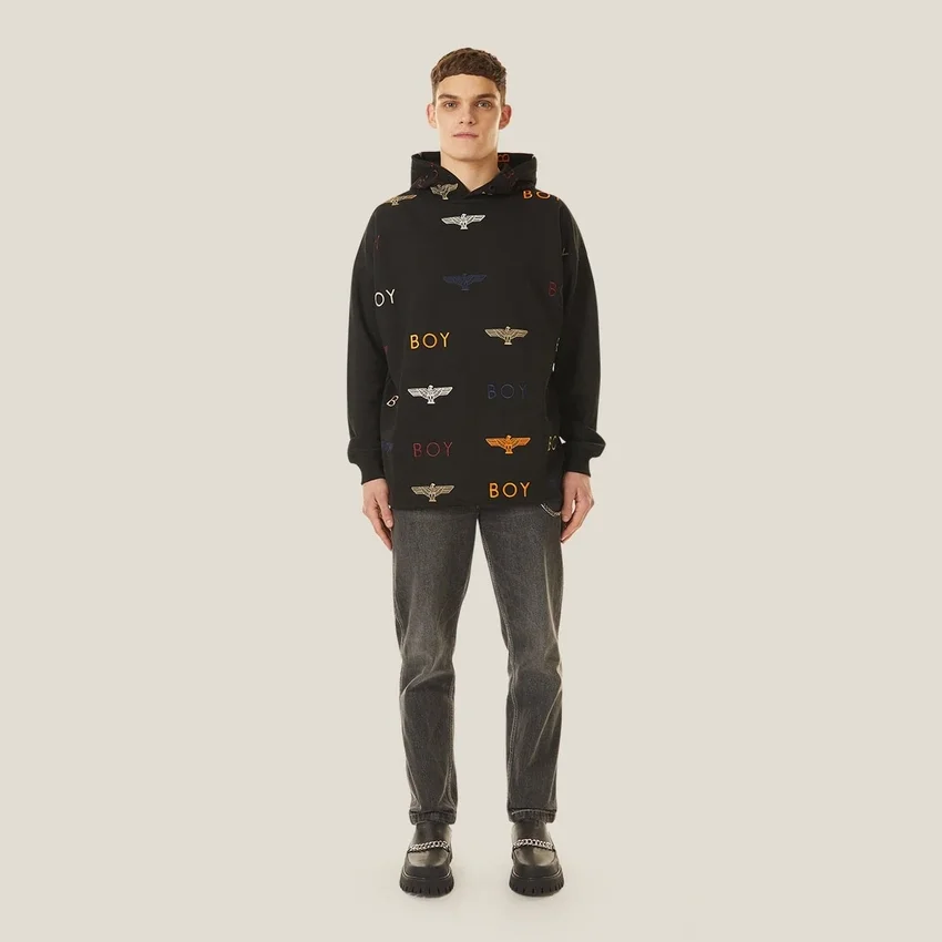 Boy Mania Nakışlı Kapüşonlu Sweatshirt