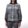 Denim Grafik Kapüşonlu Sweatshirt