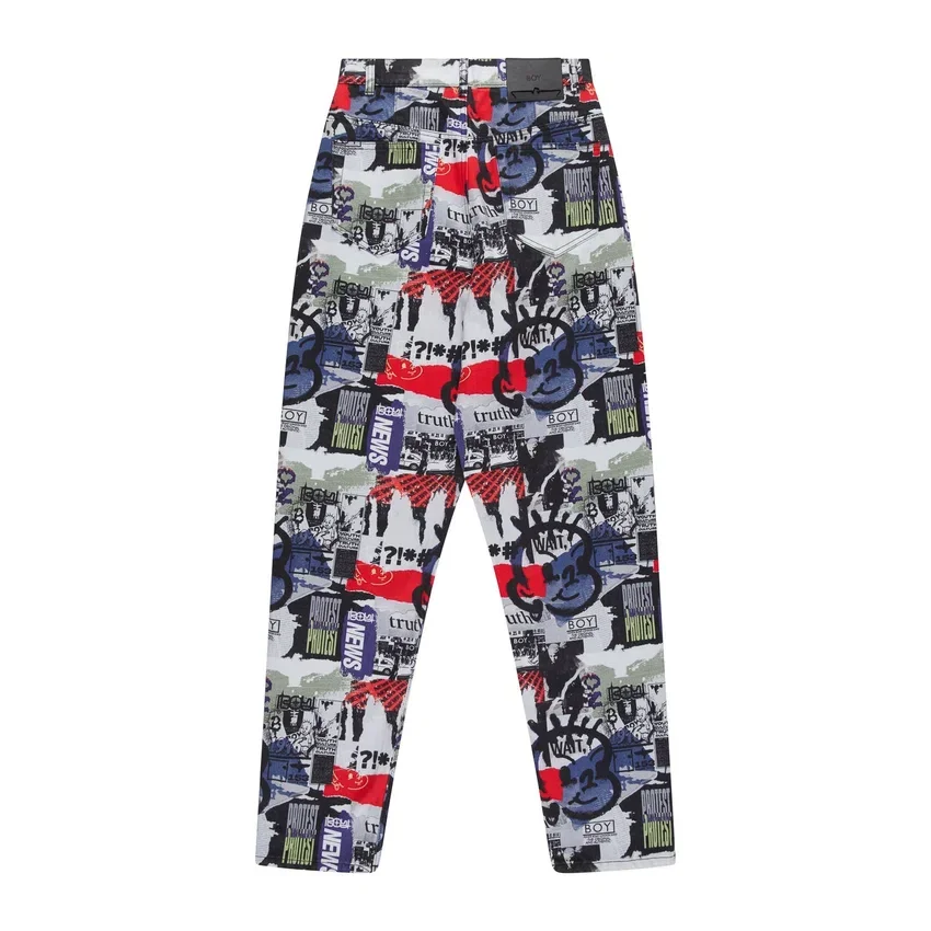 Kings Road Graffiti Denim Kot Pantolon