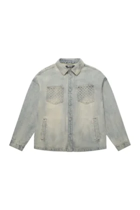 Lazerle Eskitilmiş Denim Ceket