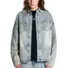 Lazerle Eskitilmiş Denim Ceket