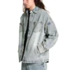 Lazerle Eskitilmiş Denim Ceket