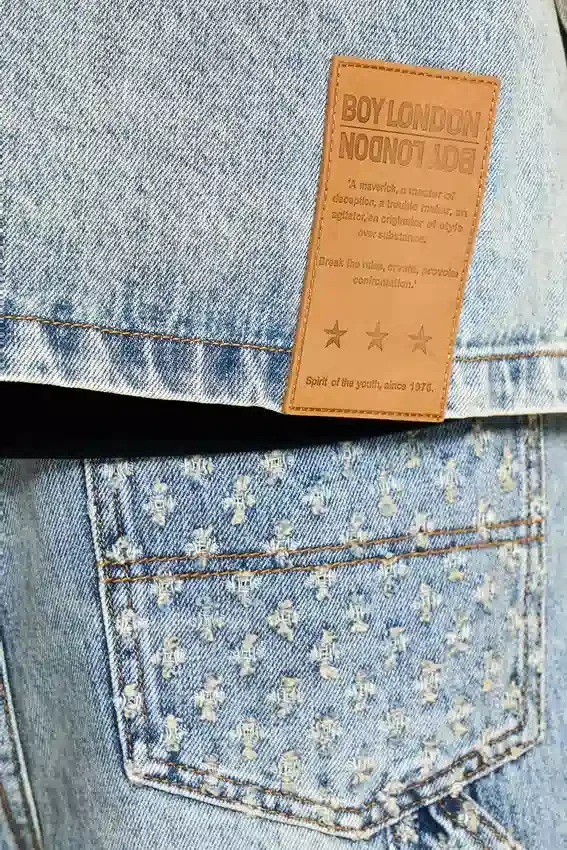 Lazerle Eskitilmiş Denim Ceket