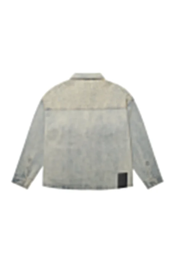 Lazerle Eskitilmiş Denim Ceket