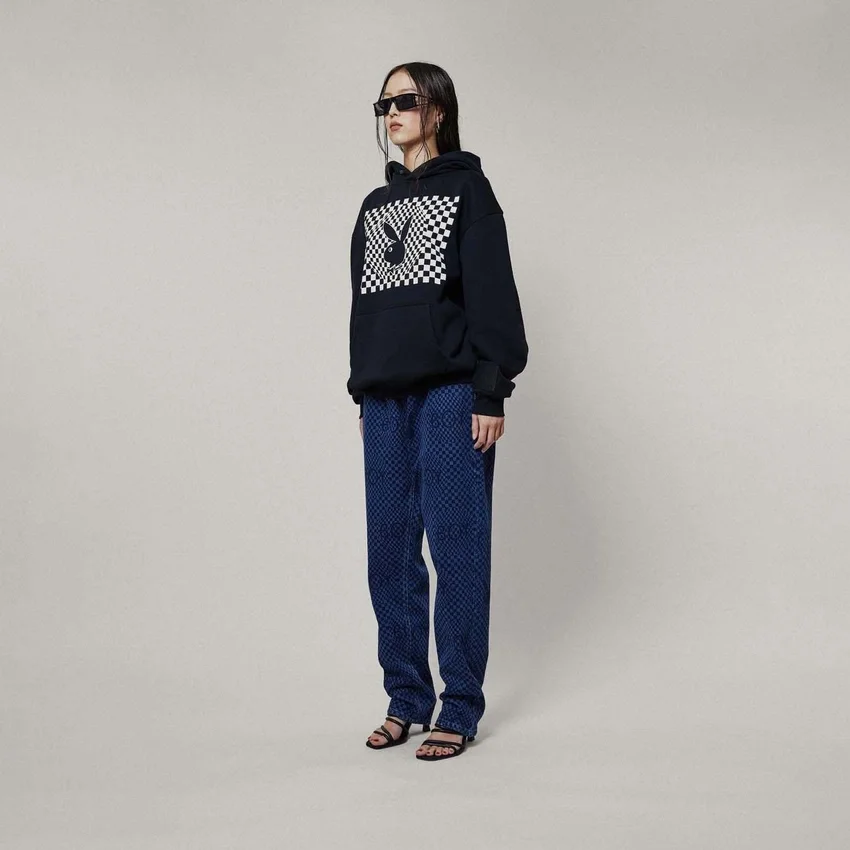 Playboy x BOY Checkerboard Vortex Kapüşonlu Sweatshirt
