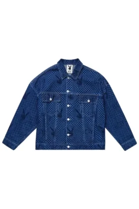 Playboy x BOY Dama Tahtası Desenli Denim Ceket