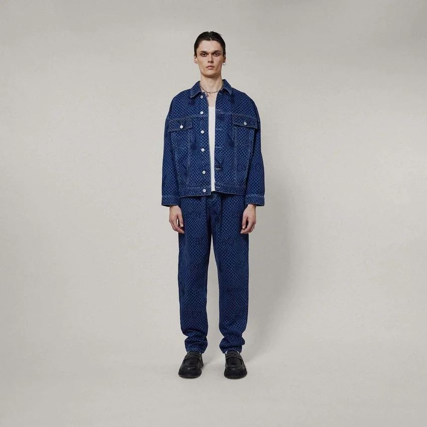 Playboy x BOY Dama Tahtası Desenli Denim Ceket