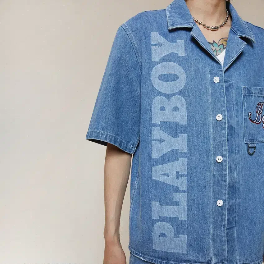 Playboy x BOY Jumbo Bunny Denim Gömlek