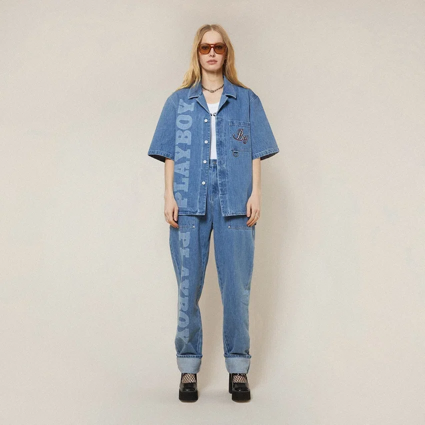 Playboy x BOY Jumbo Bunny Denim Gömlek